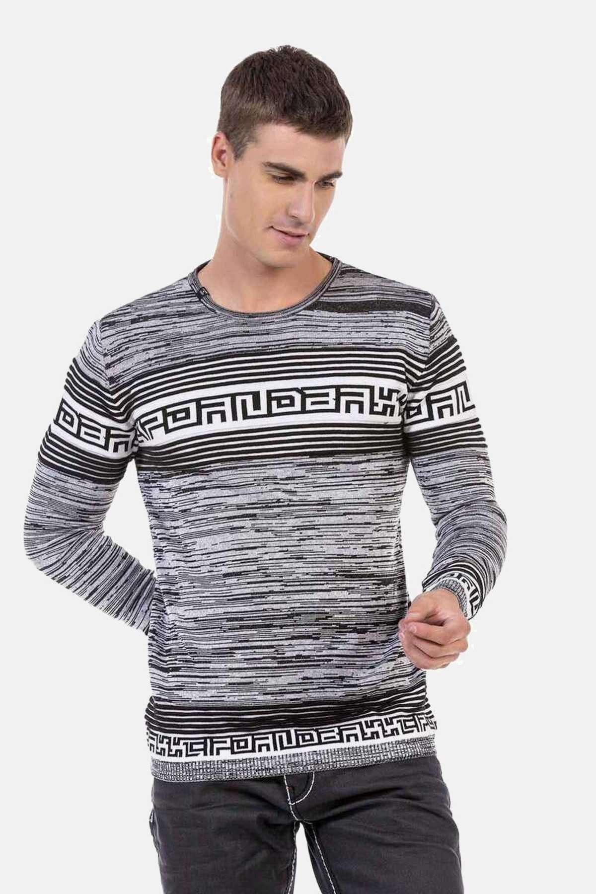 Свитер с круглым вырезом меланжевой вязки Pullover