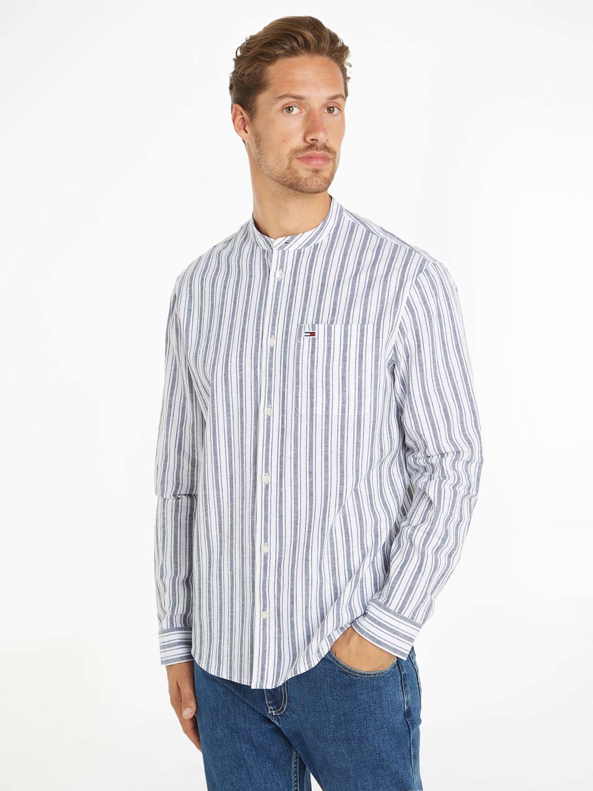 Рубашка с длинным рукавом TJM MAO STRIPE LINEN BLEND SHIRT