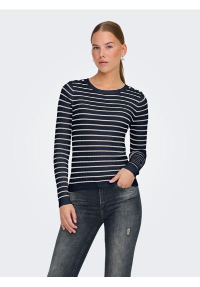 Вязаный свитер ONLMILA LS STRIPE BUTTON O-NECK CC KNT