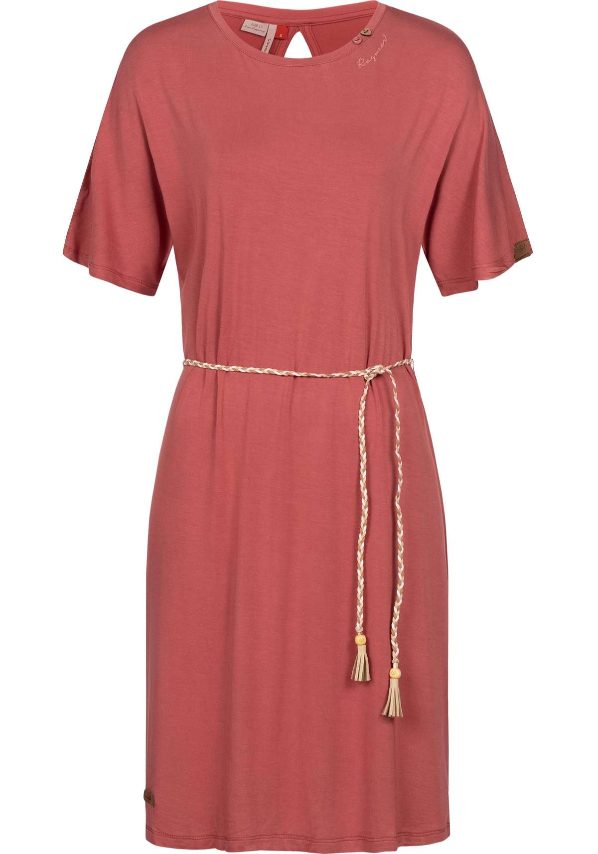 Платье из джерси, стильное платье-рубашка с плетеным поясом.