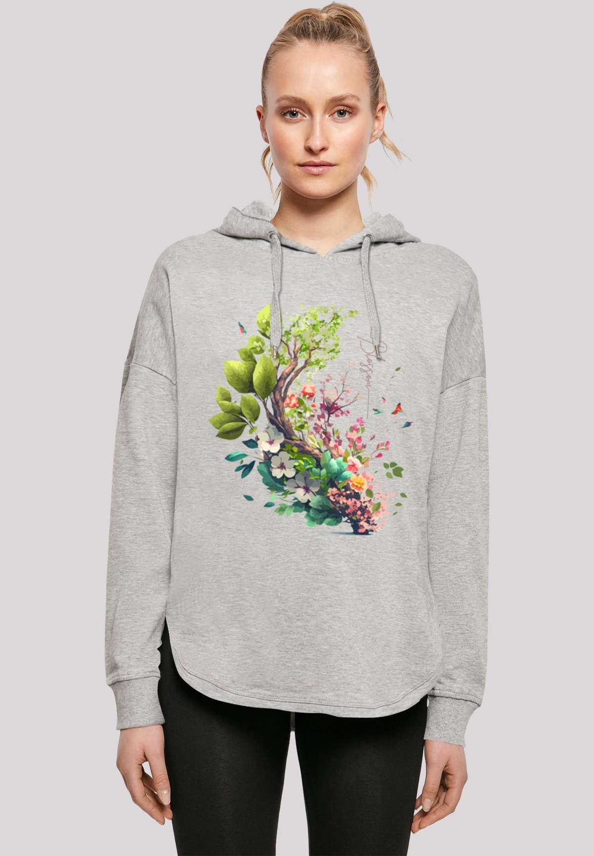 Толстовка с капюшоном »Baum mit Blumen Oversize Hoodie«