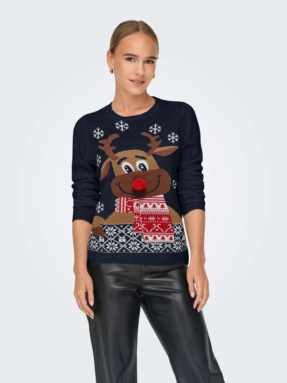 Рождественский свитер ONLXMAS LS O-NECK MIX DETAIL BOX KNT