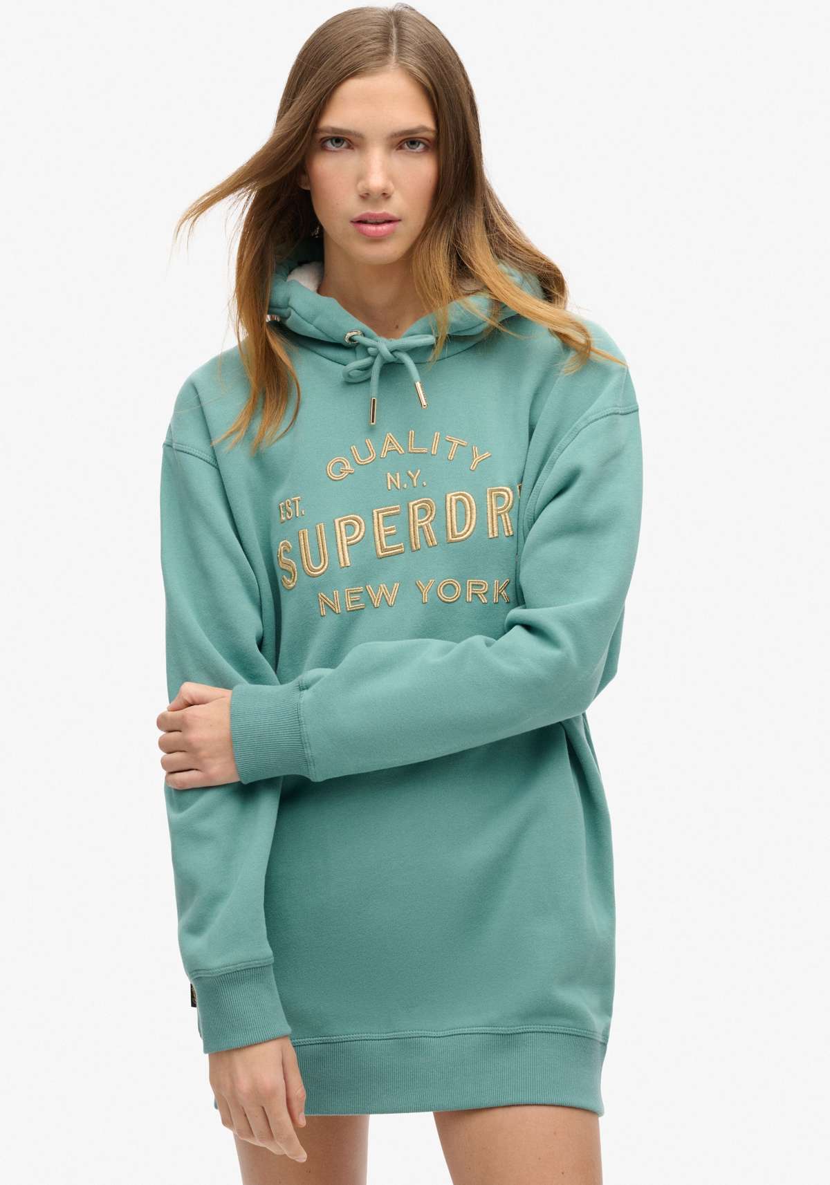 Платье из джерси »LUXE METALLIC LOGO HOOD DRESS«