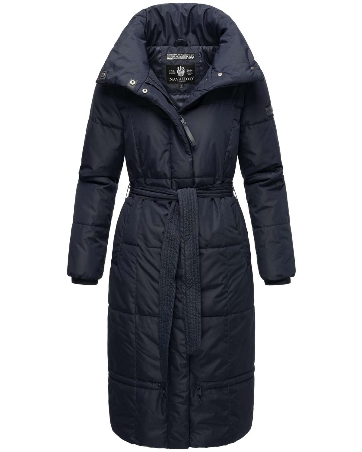 Стеганое пальто, стильное женское зимнее пальто с поясом.