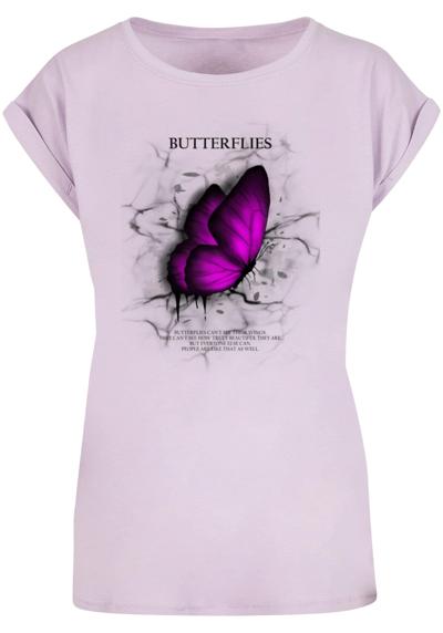 футболка Damen Ladies Butterflies Extended Shoulder Tee