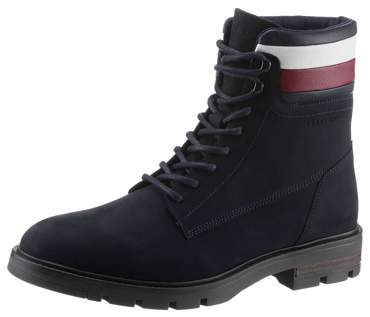 Ботинки на шнуровке с полосками по мягкому краю голенища.»CORPORATE HILFIGER NUBUCK BOOT«