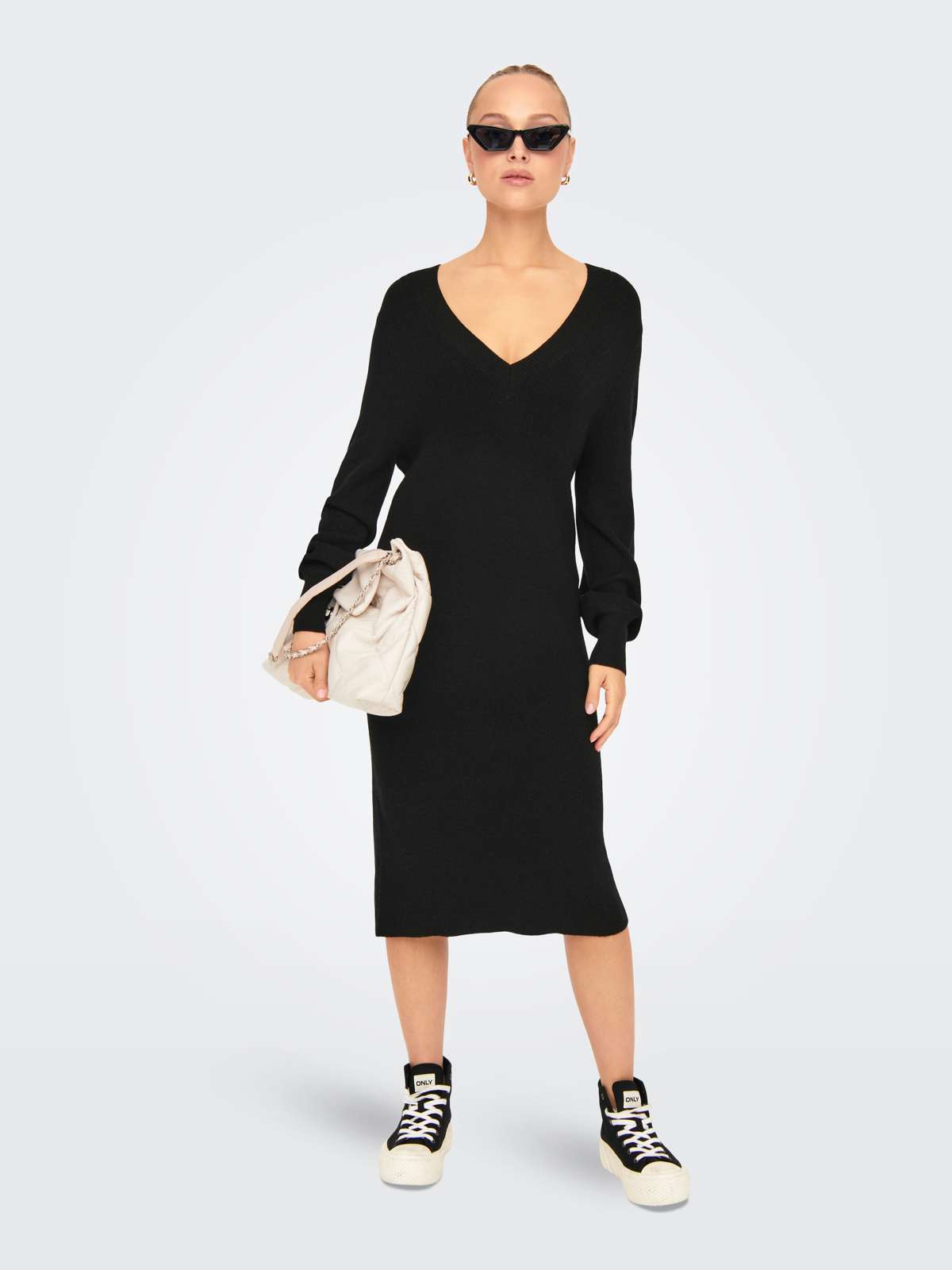 Трикотажное платье ONLKATIA LS V-NECK DRESS NCA KNT