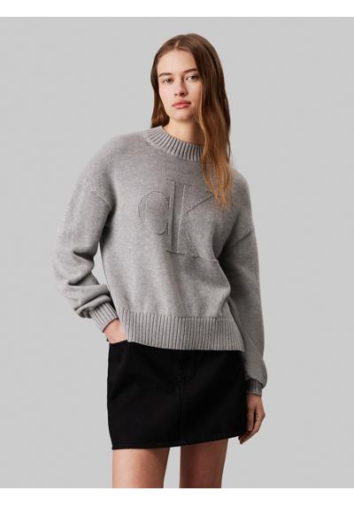 Свитер с круглым вырезом и вышивкой логотипа CK INTARSIA LOOSE SWEATER