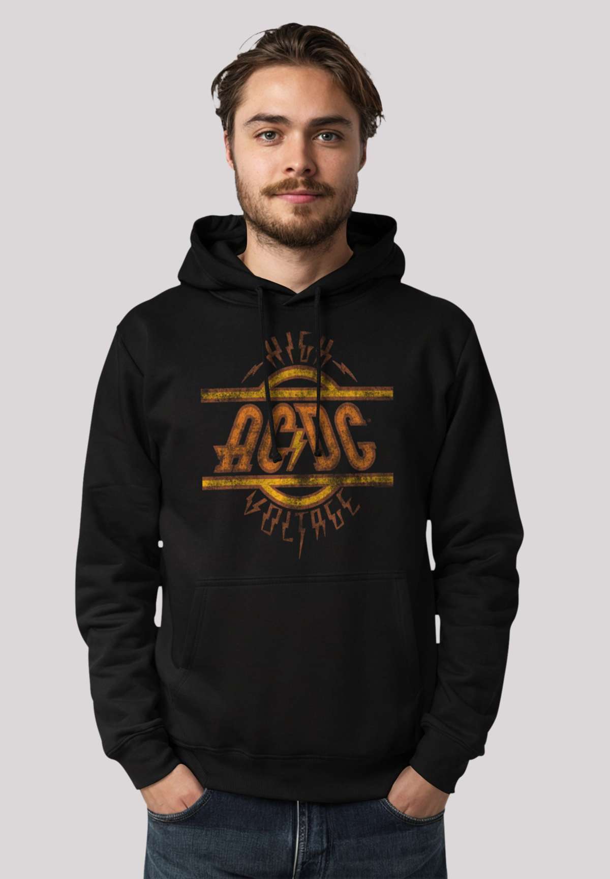 Толстовка с капюшоном»AC/DC Rock Musik Band High Voltage Logo Distressed«