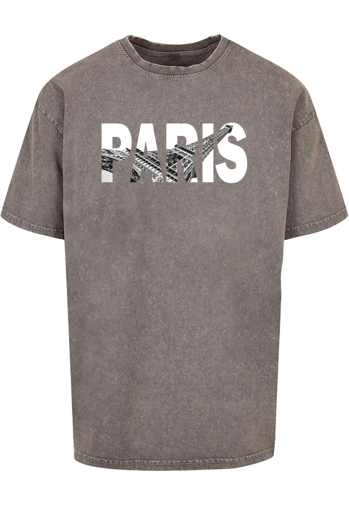 футболка»Herren Paris Eiffel Tower Acid Washed Oversize Tee«