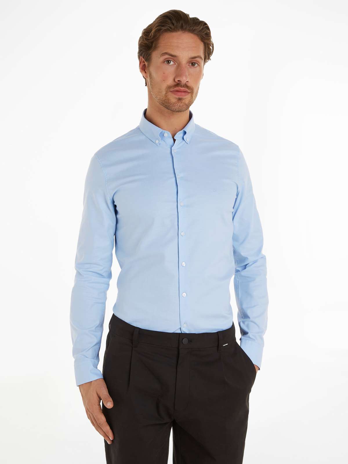 Рубашка с длинными рукавами и тисненым логотипом»OXFORD SOLID SLIM SHIRT«