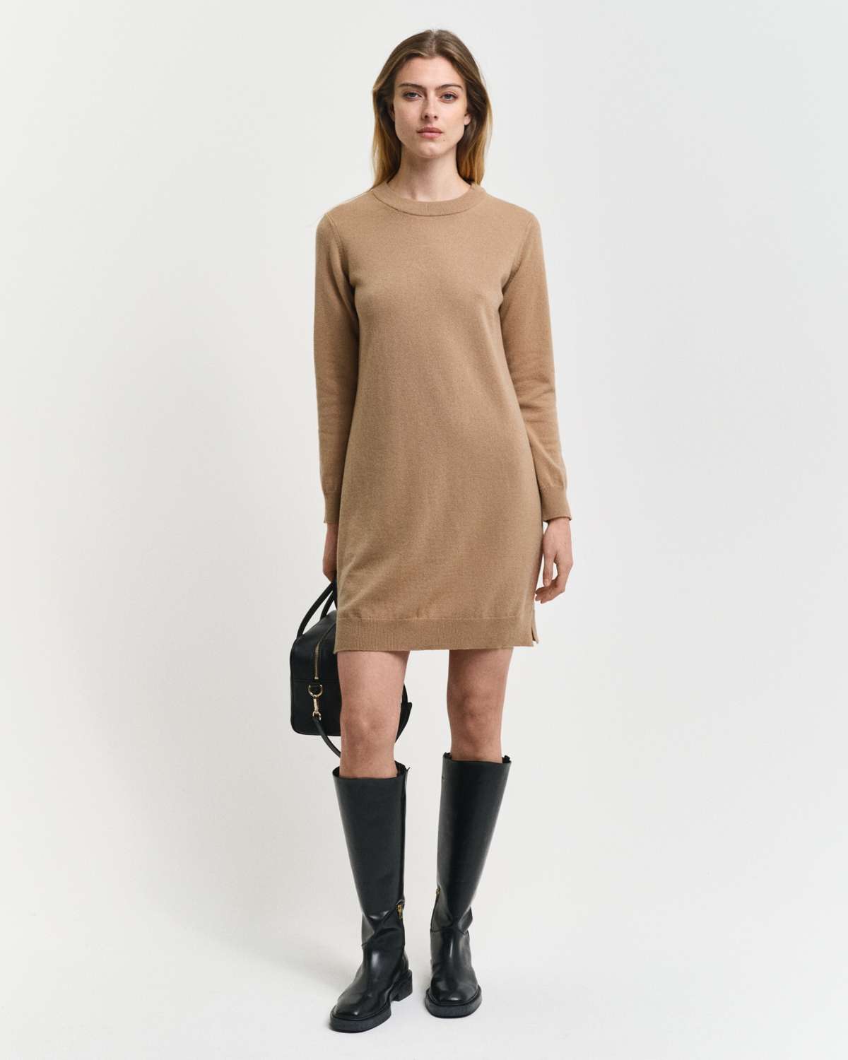 Трикотажное платье с разрезами по бокам SUPERFINE LAMBSWOOL DRESS