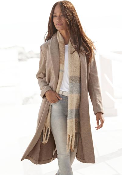Длинное пальто в крапинку с карманами, женское пальто, современное и вневременное.