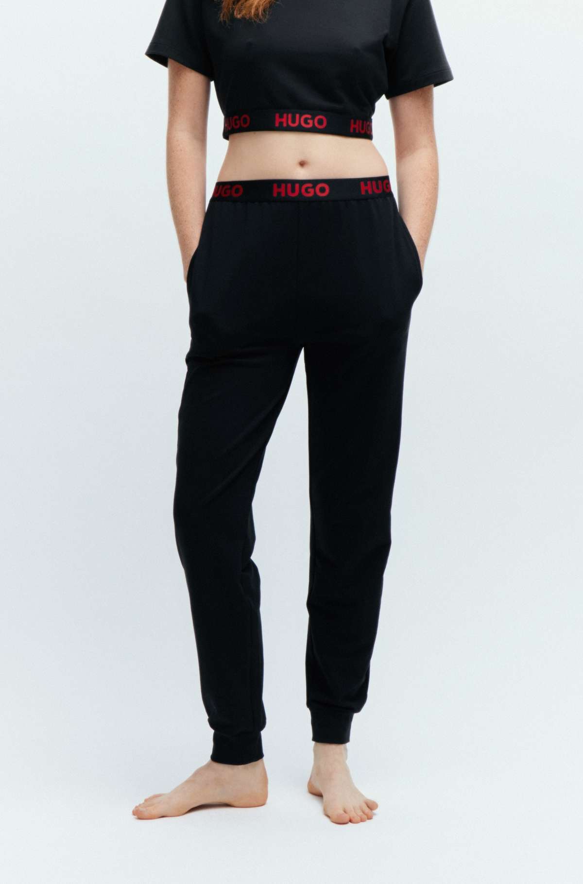 Брюки из джерси с эластичным поясом с логотипом Hugo SPORTY LOGO_PANTS