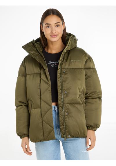 Стеганая куртка с капюшоном и фирменным лейблом Tommy Jeans TJW OVR SATIN PUFFER