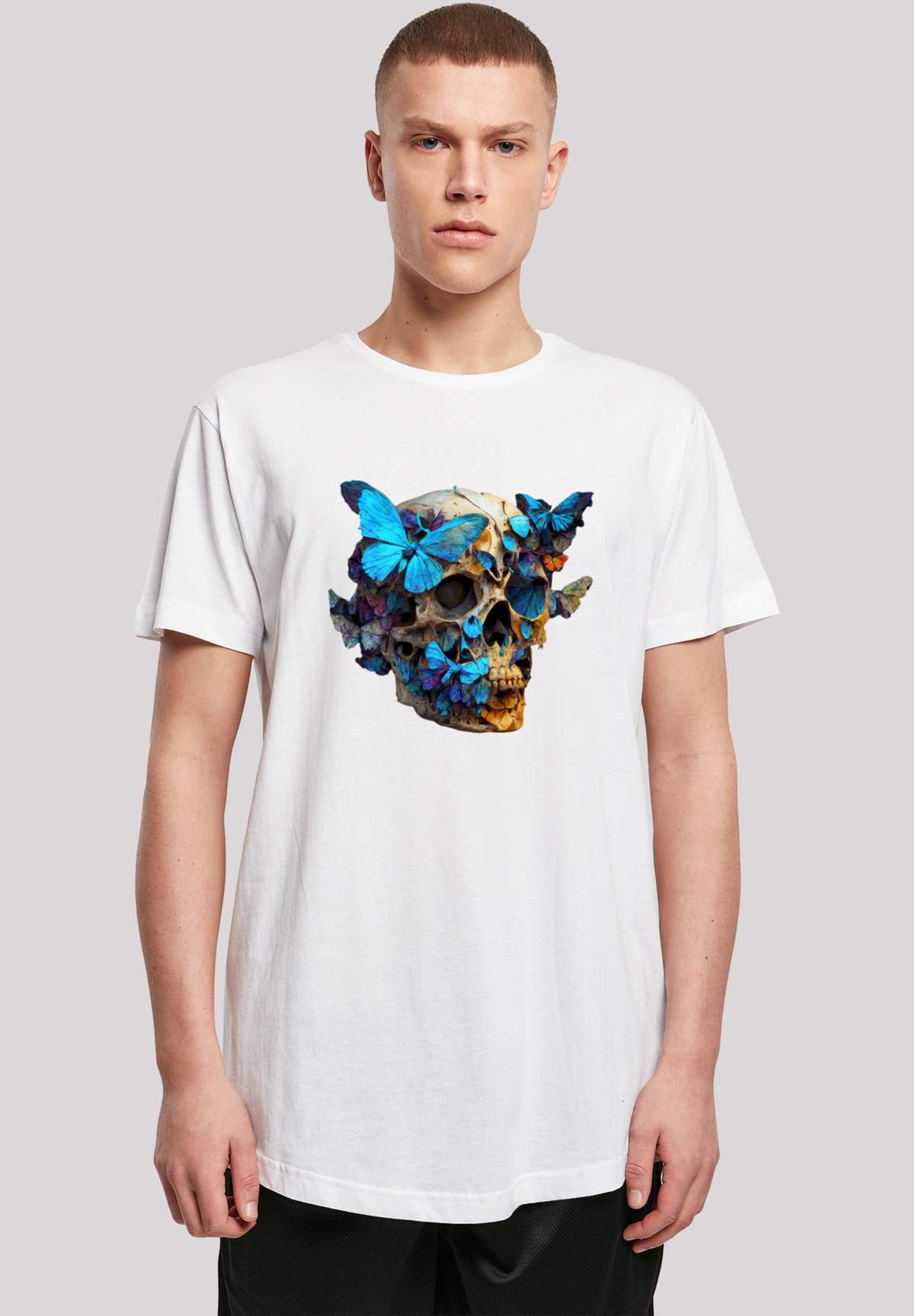 футболка Schmetterling Skull LONG TEE