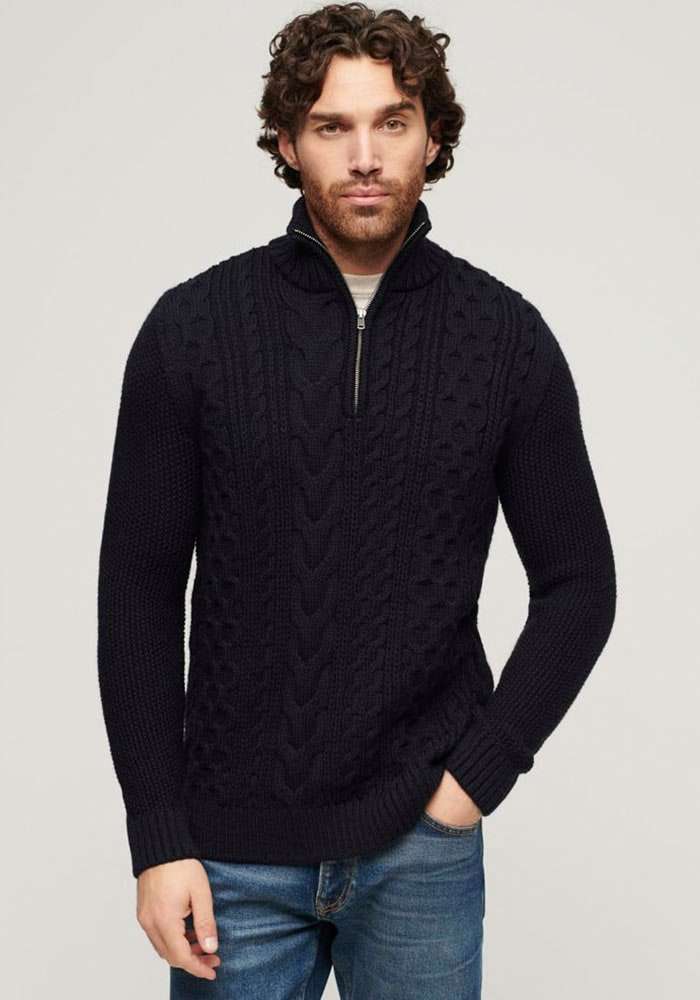 Вязаный свитер Jacob Cable Knit Half Zip