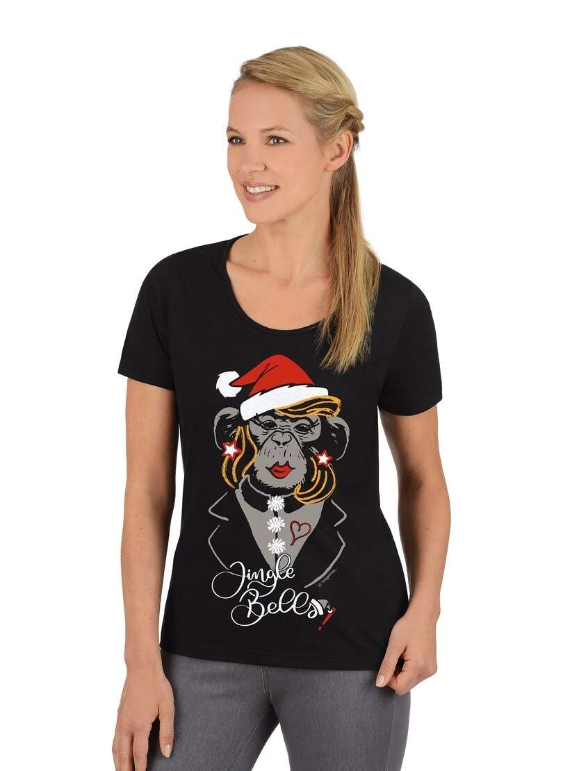 футболка TRIGEMA T-Shirt mit Weihnachts-Motiv