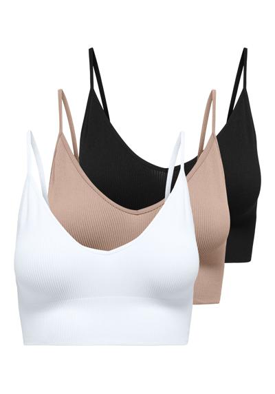 бюстье ONLVICKY RIB S-L V-NECK 3-PACK TOP NOOS