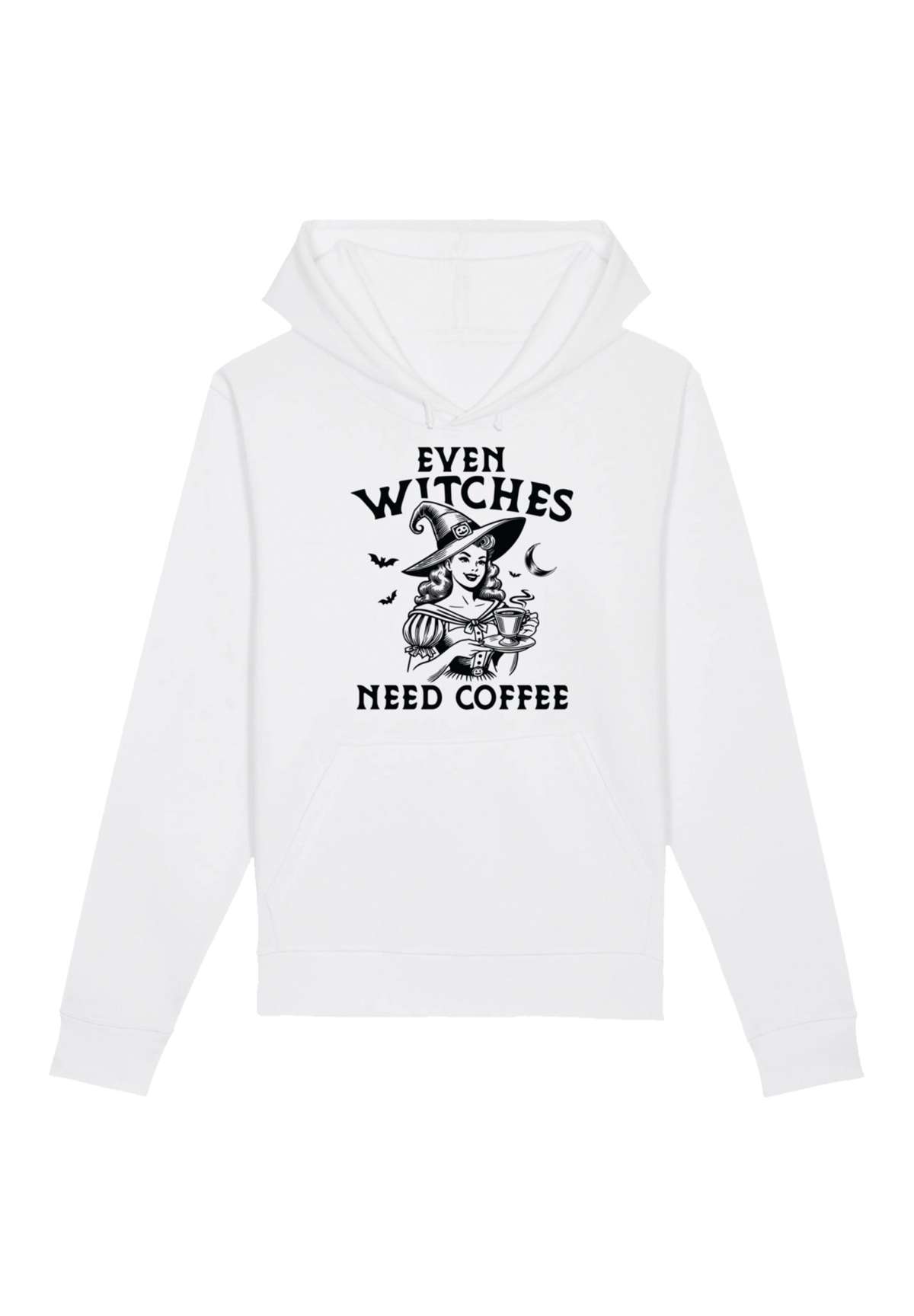 Толстовка с капюшоном Halloween Witch even witches need coffee