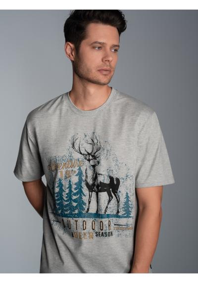 футболка TRIGEMA T-Shirt mit gro?em Hirsch-Printmotiv