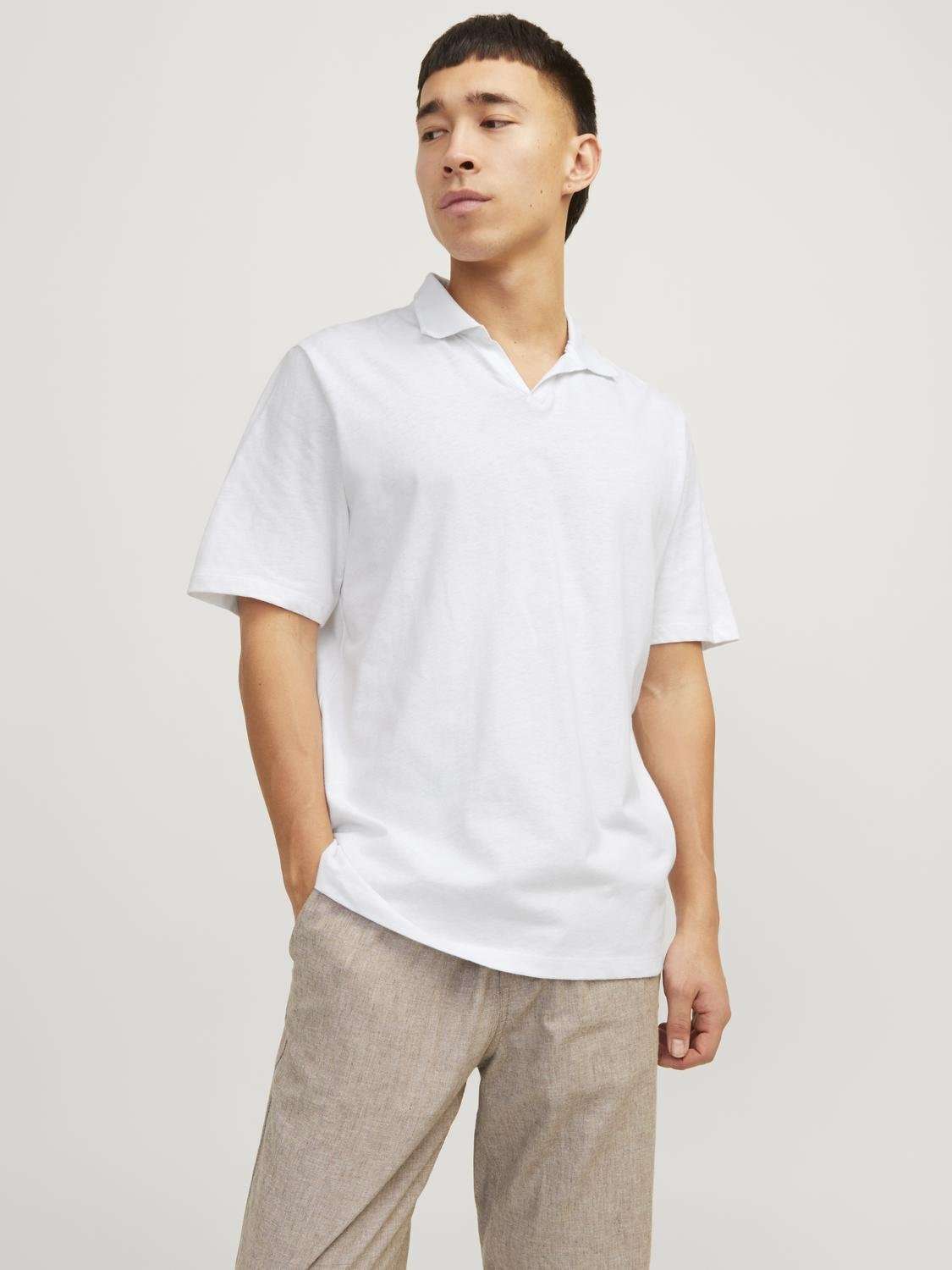 рубашка поло JJESUMMER LINEN POLO SS LN