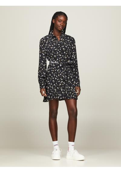 Платье-рубашка с надписью логотипа Tommy Jeans »TJW MINI FLORAL BELTED DRESS EXT«