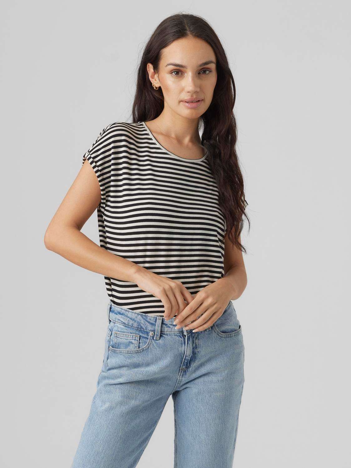 рубашка с круглым вырезом VMAVA PLAIN SS TOP STRIPE GA JRS NOOS