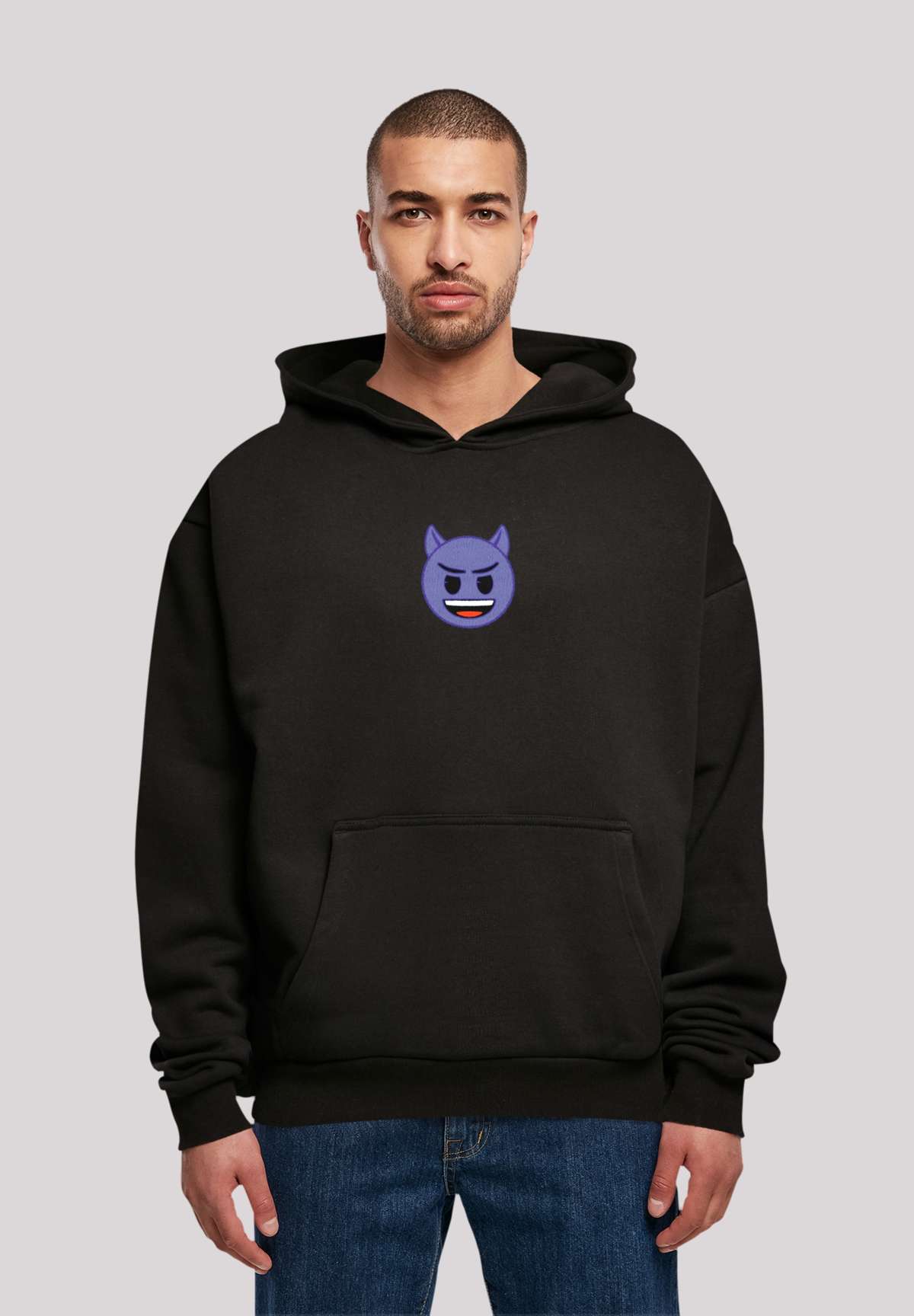 Толстовка с капюшоном»emoji couture evil smiling purple face«