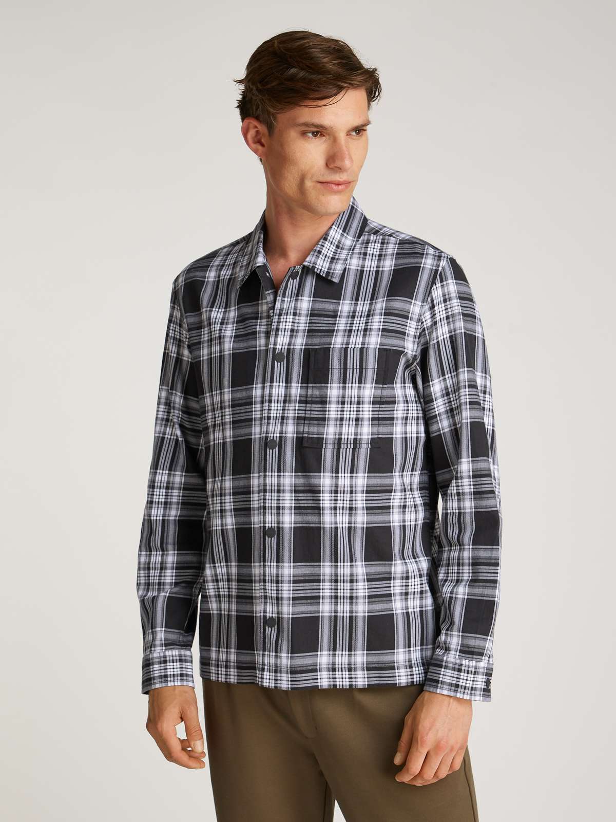 Рубашка в клетку с принтом логотипа TWILL CHECK SNAPS OVERSHIRT