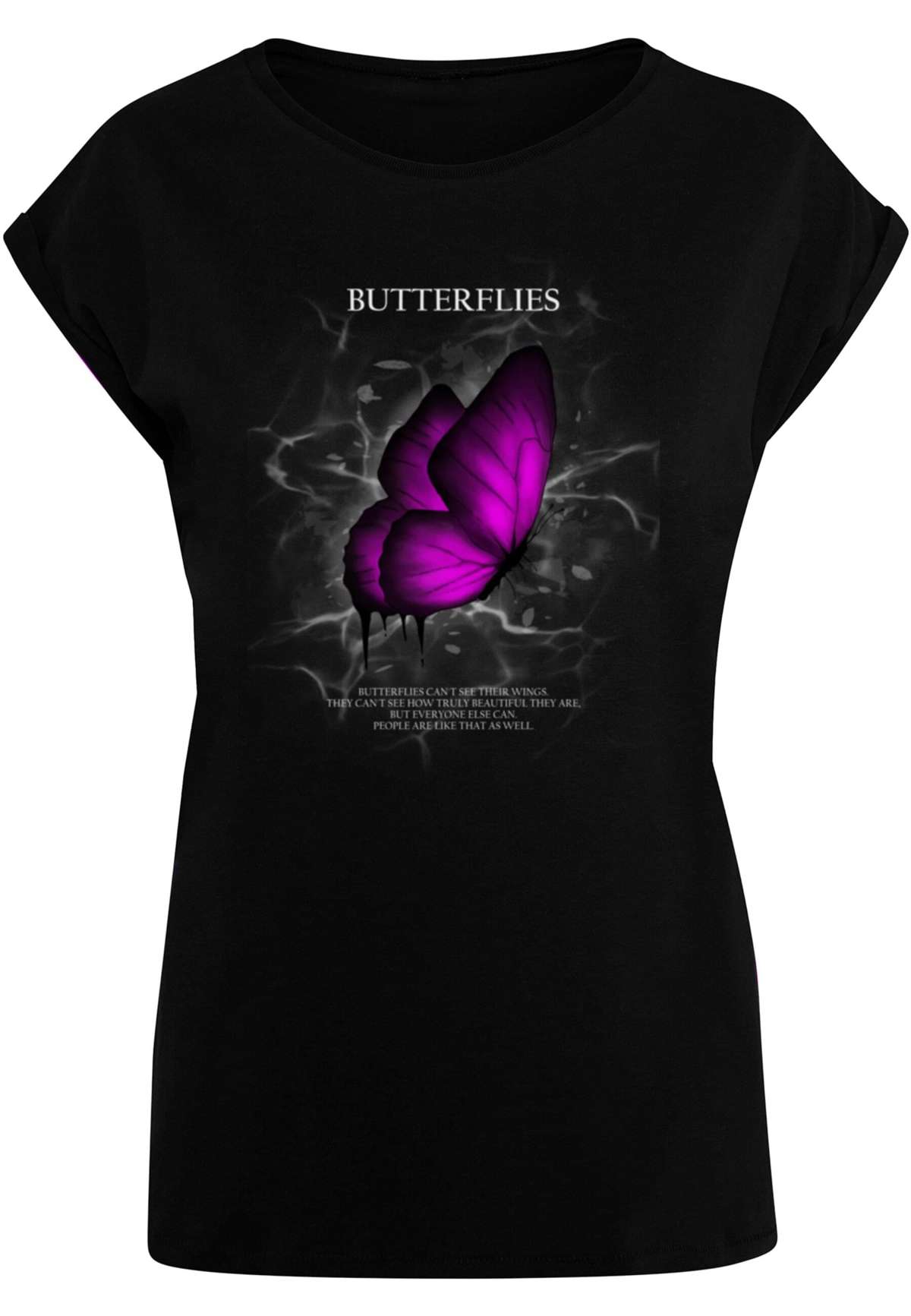 футболка »Damen Ladies Butterflies Extended Shoulder Tee«