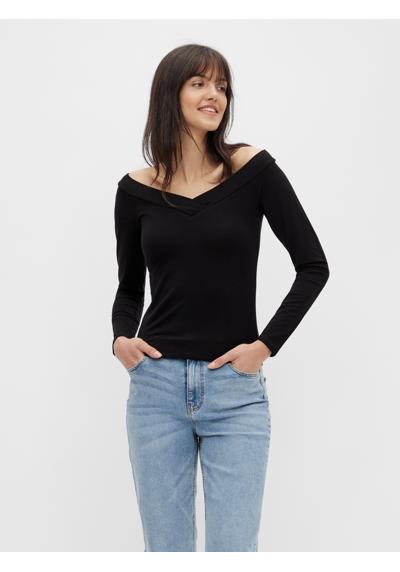 Рубашка с длинным рукавом PCMALIVA LS OFF SHOULDER V-NECK TOP NOOS