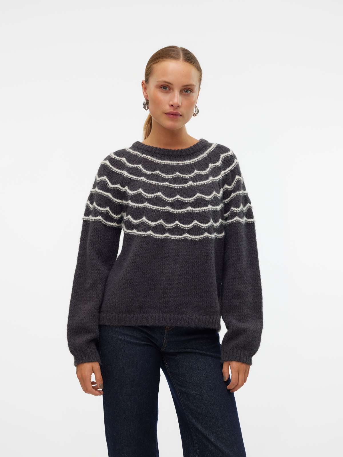 Свитер с круглым вырезом VMCHARMAINE LS O-NECK PULLOVER GA BOO