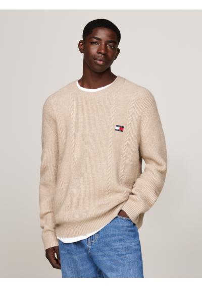 Толстовка с вышитым логотипом бренда»TJM SLIM CABLE KNIT CNECK«