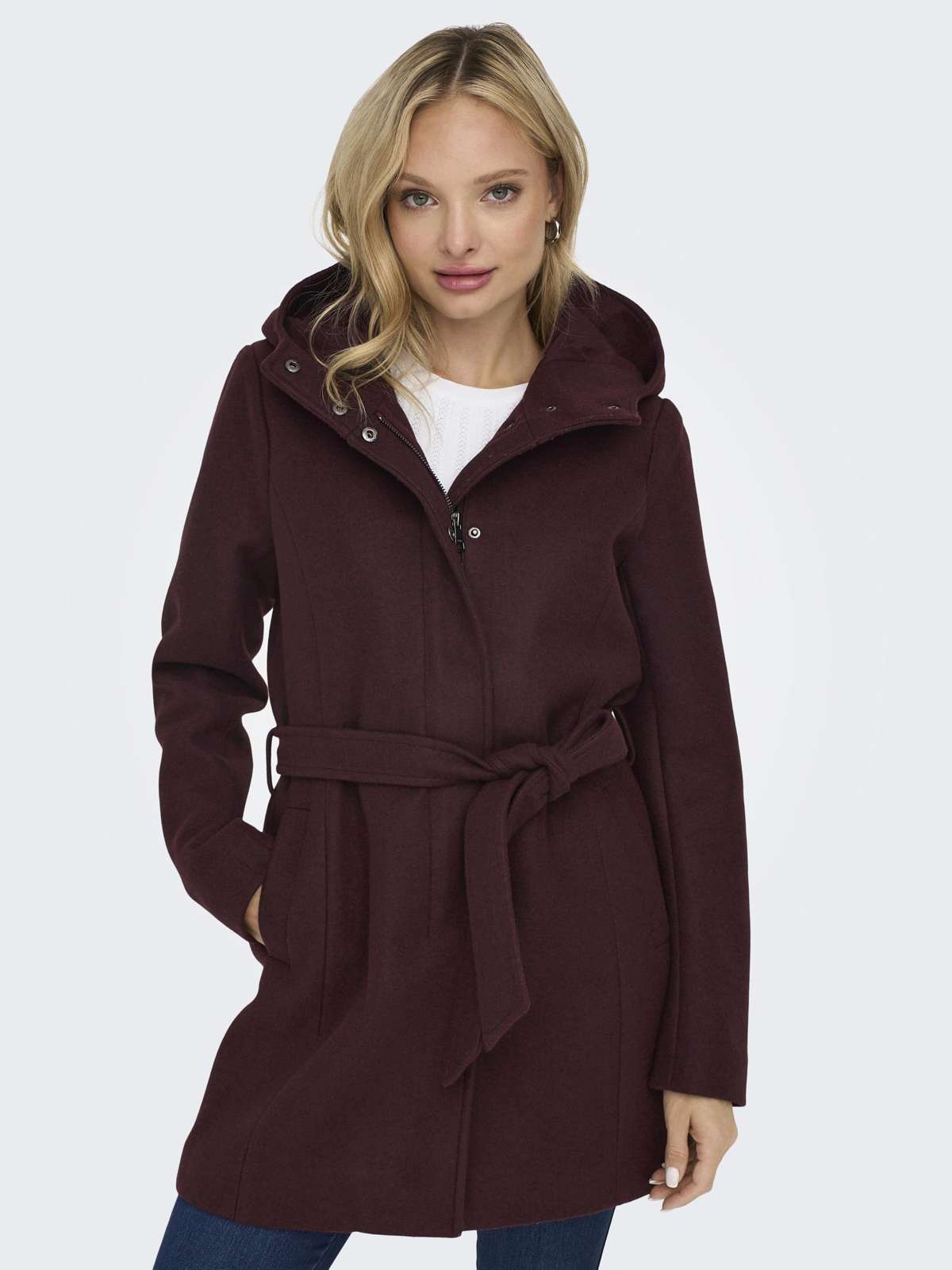 Короткое пальто ONLEMMA HOODED BELT COAT OTW