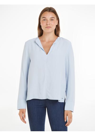 Однотонная блузка с длинными рукавами VISCOSE CREPE V-NECK BLOUSE