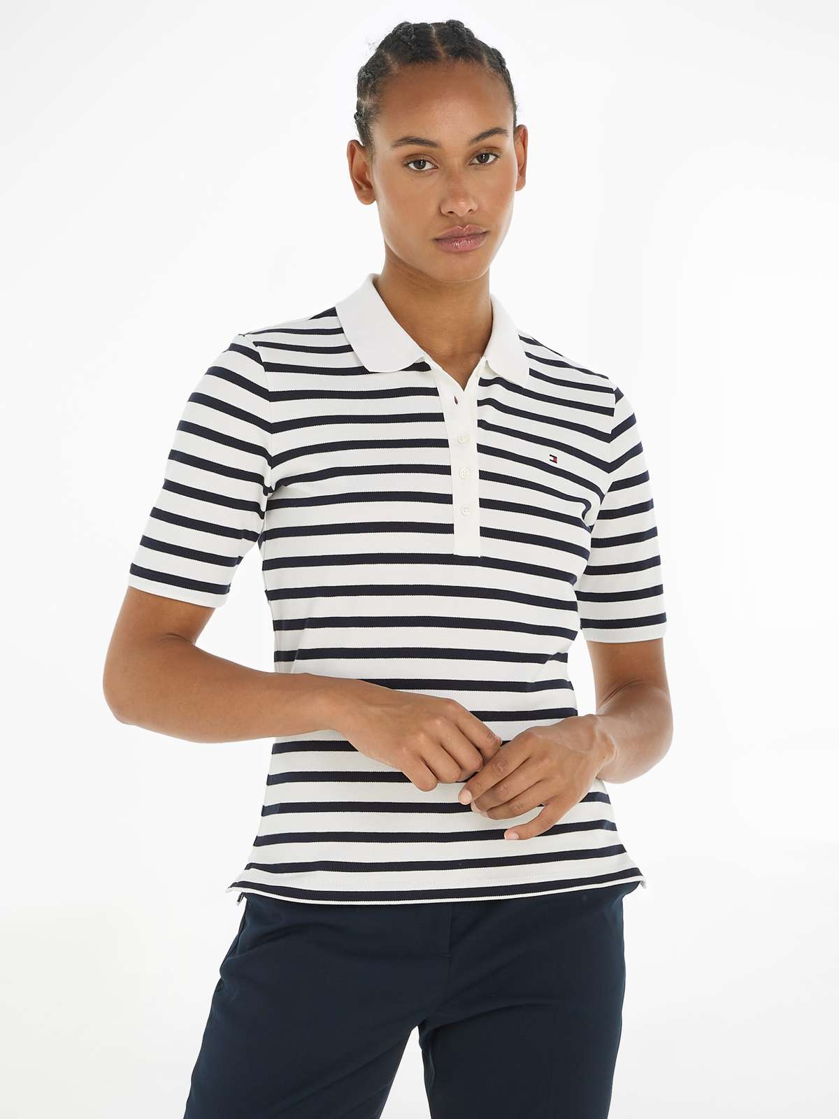 Рубашка-поло с изящной вышивкой логотипа Tommy Hilfiger »1985 REG PIQUE STRIPE POLO SS«