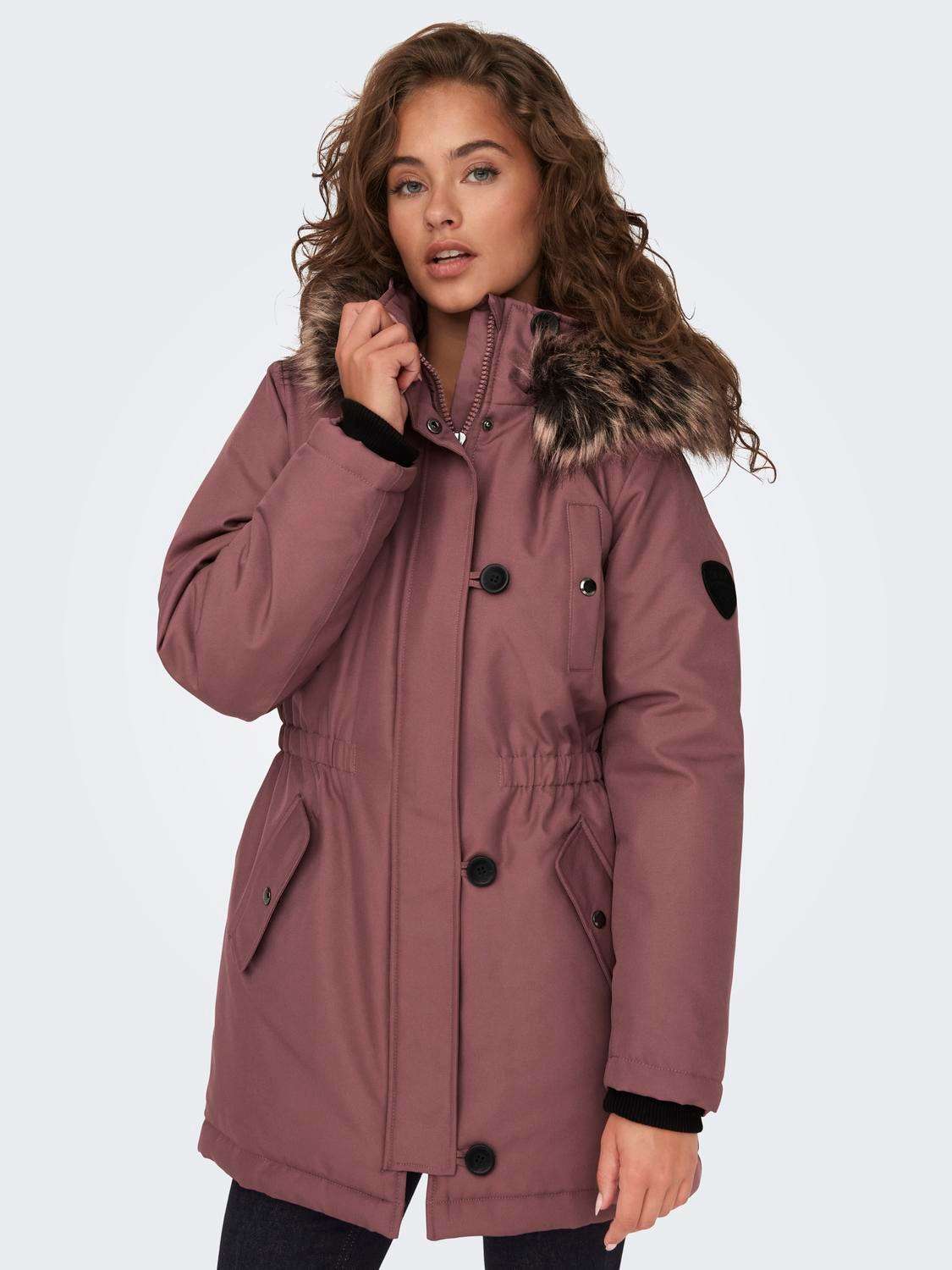 Парка с капюшоном и потайной планкой на пуговицах ONLIRIS FUR WINTER PARKA LIFE CC OTW