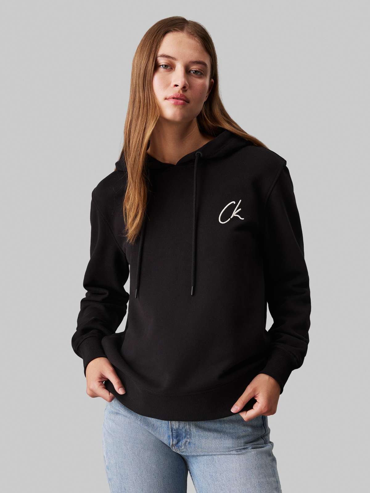 Толстовка с капюшоном и надписью-логотипом »EMBROIDERED CK REGULAR HOODIE«