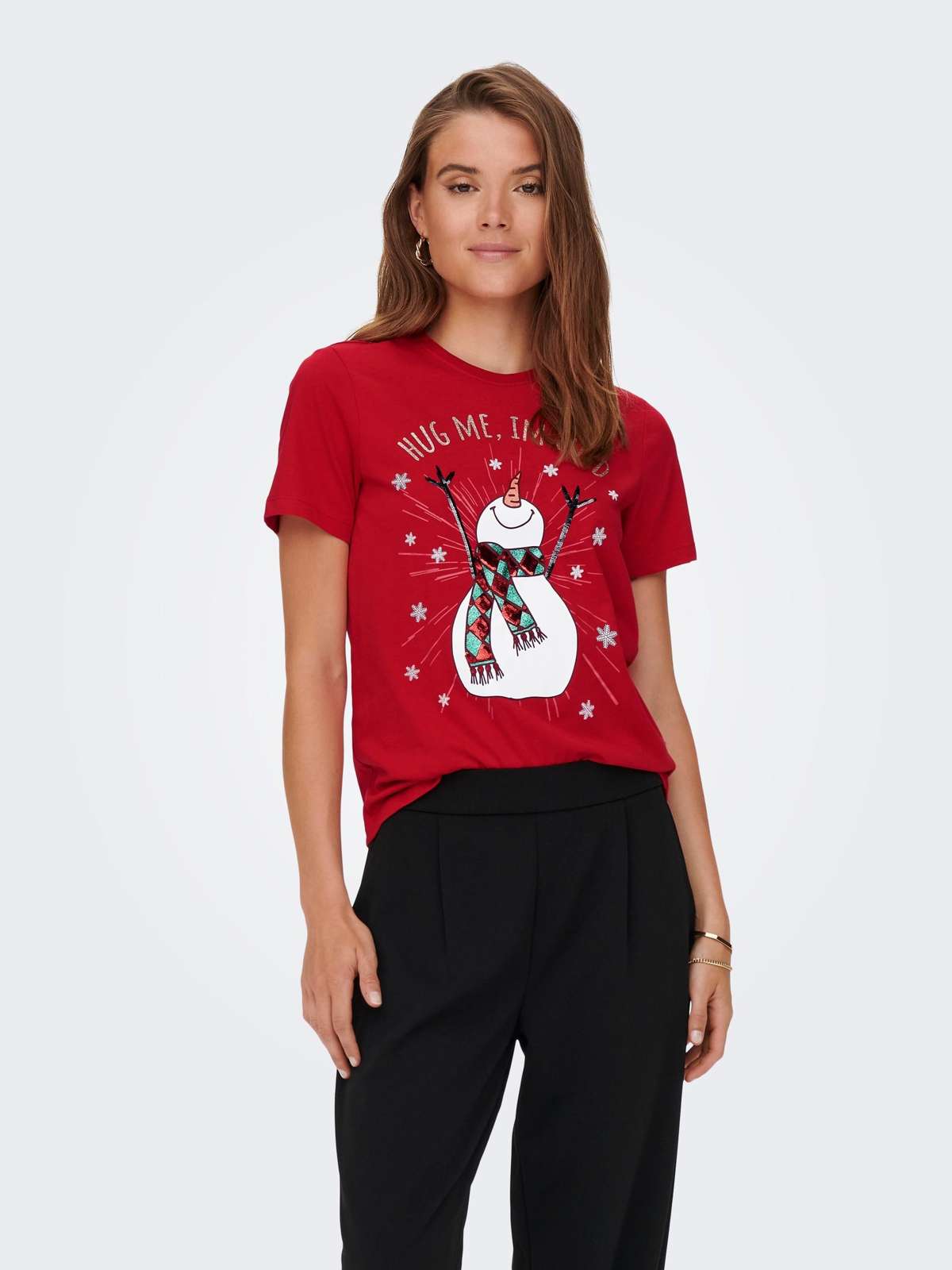 рубашка с круглым вырезом ONLXMAS YRSA CHRISTMAS REG S/S TOP JRS