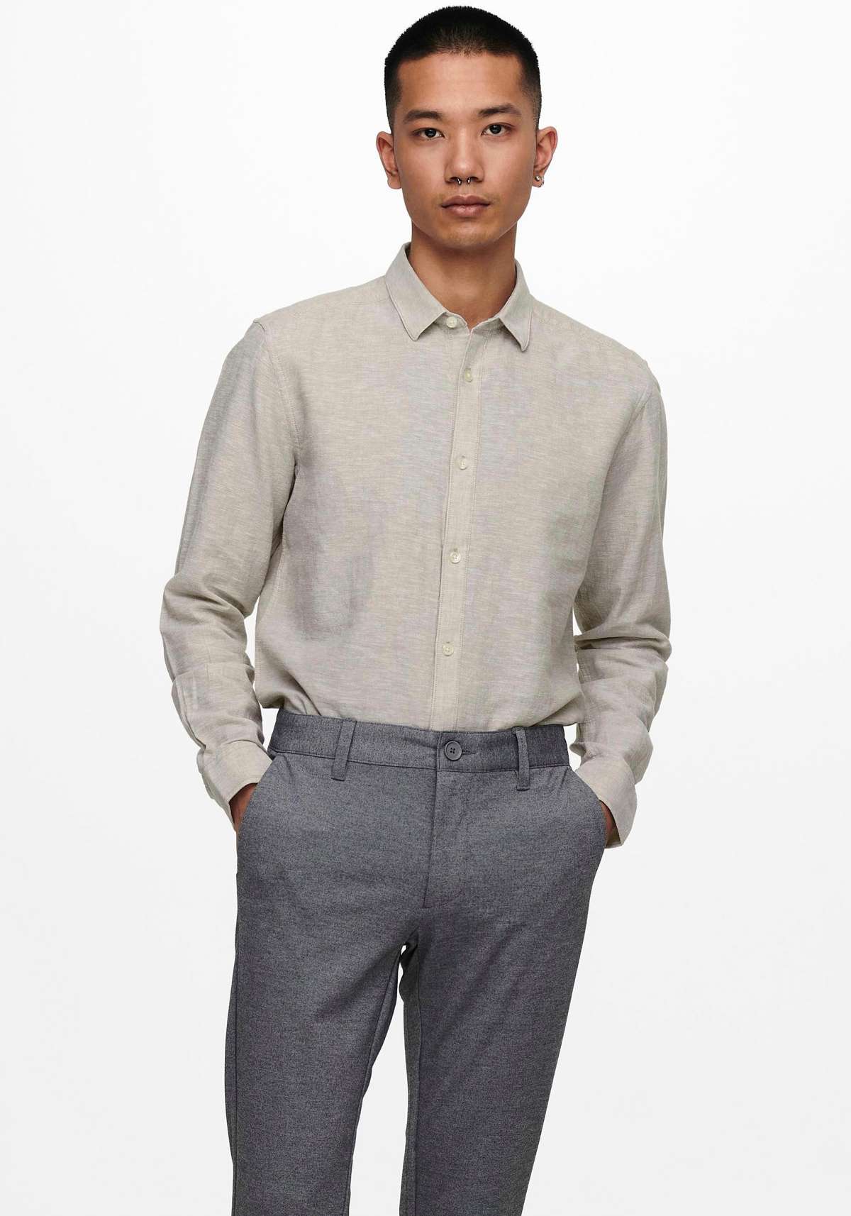 Рубашка с длинным рукавом ONSCAIDEN LS SOLID LINEN SHIRT NOOS