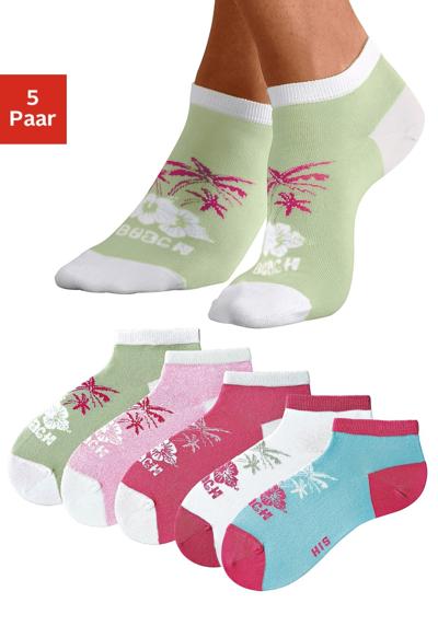 Носки-кроссовки (упаковка, 5 пар) в ярком гавайском дизайне.