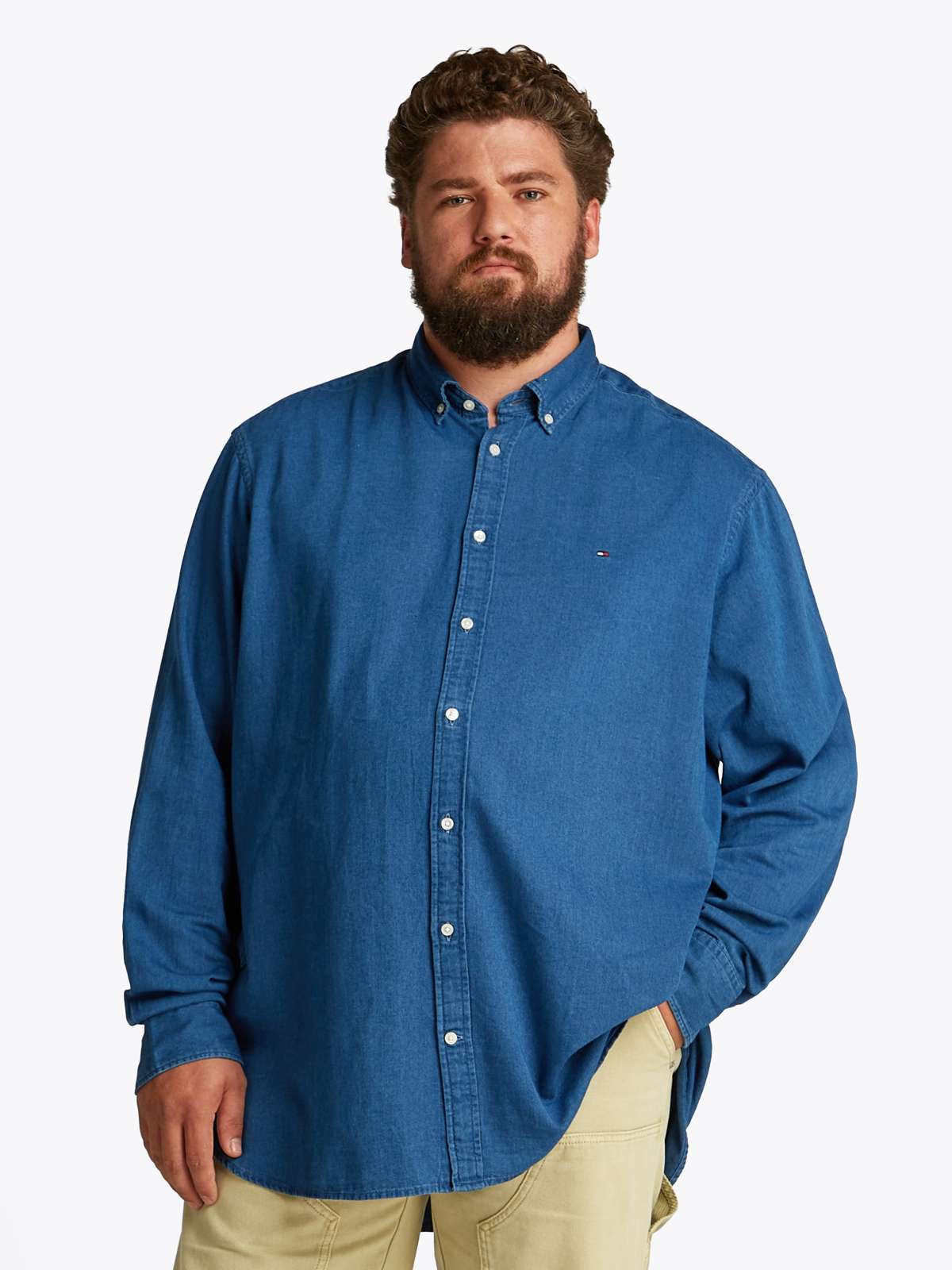 Джинсовая рубашка больших размеров BT-CHAMBRAY SHIRT-B