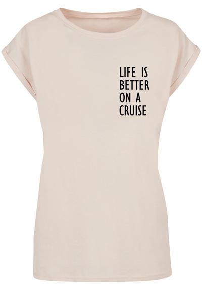 футболка Damen Ladies Life Is Better Extended Shoulder Tee