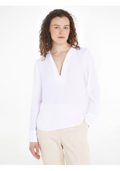 Однотонная блузка с длинными рукавами VISCOSE CREPE V-NECK BLOUSE