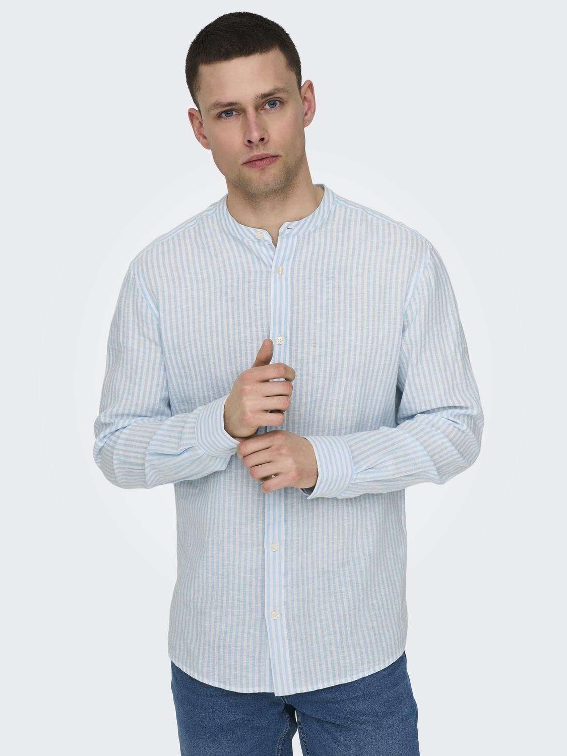 Рубашка с длинным рукавом ONSCAIDEN LS MAO STRIPE LINEN SHIRT NOOS