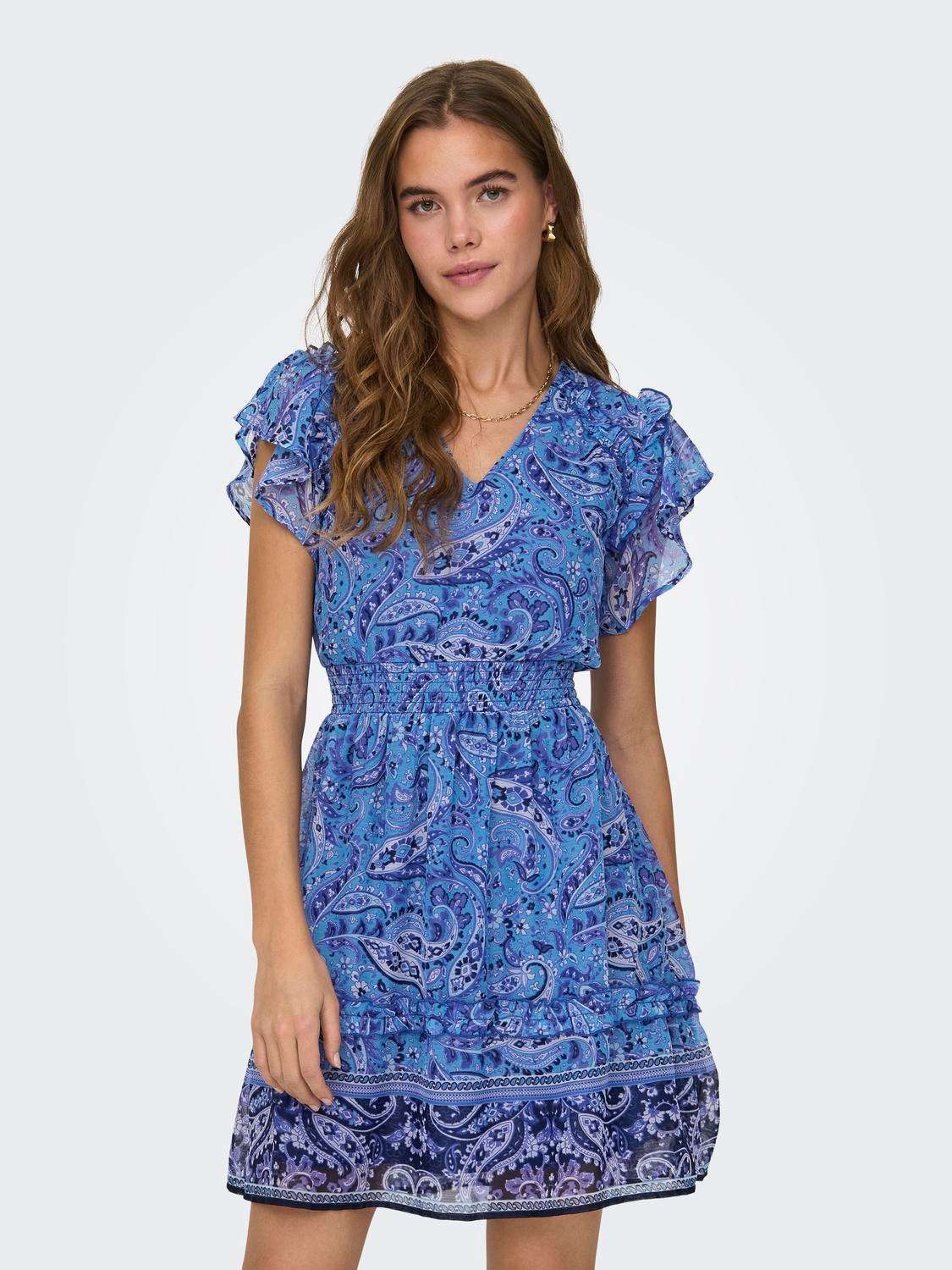 Платье с принтом ONLVALENTINA LIFE S/S SMOCK DRESS CS PTM