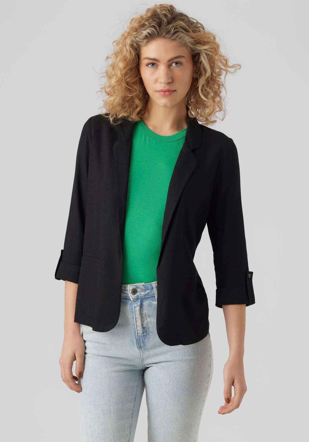 Короткий пиджак из льна VMJESMILO 3/4 LOOSE BLAZER WVN GA NOOS