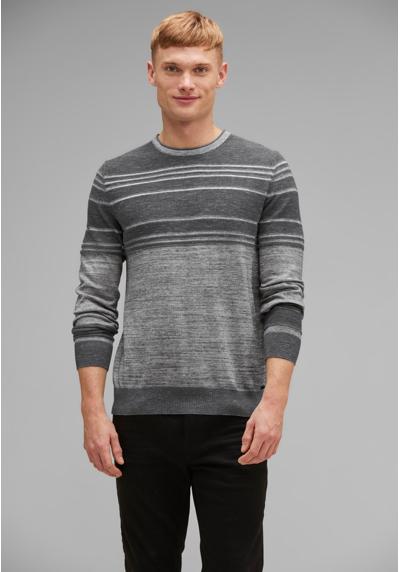 Вязаный свитер в двухцветную полоску