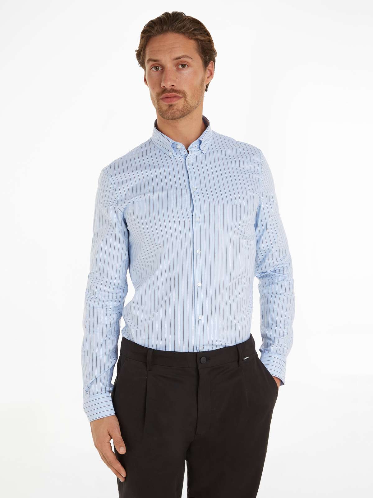 Рубашка с длинными рукавами и планкой на пуговицах»OXFORD 2 TONES STRIPE SLIM SHIRT«